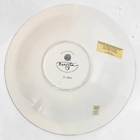 Starbucks 2002 Barista Siren's Plate 35/1200 Hand Painted Ltd Edition Lrg 18.75" - Picture 6 of 12